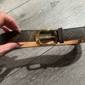 Louis Vuitton Brown Monogram Canvas Belt with Gold-Tone Buckle